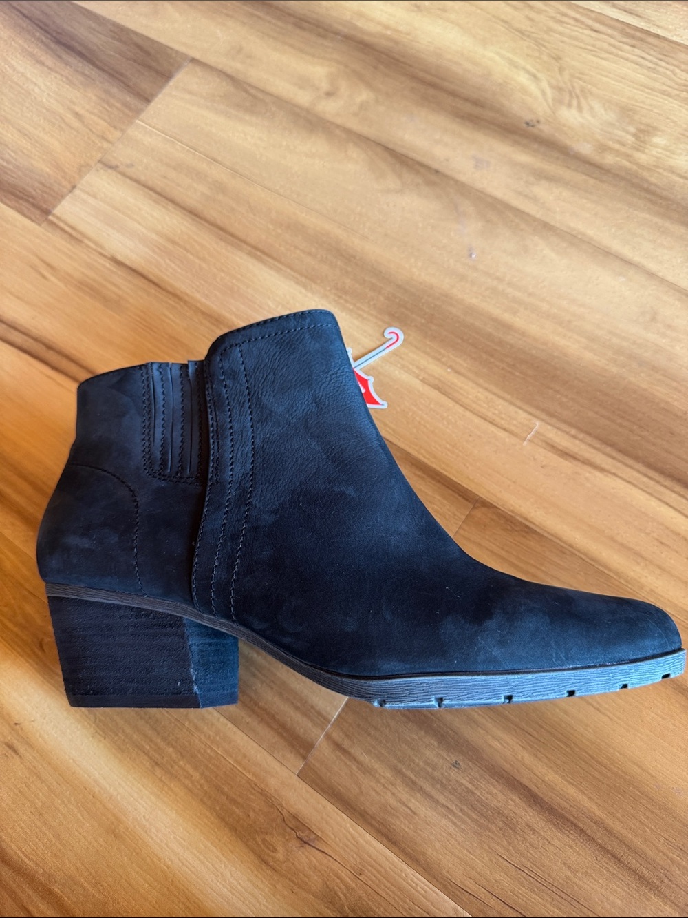 Blondo Black Suede Ankle Bootie with Low Block Heel